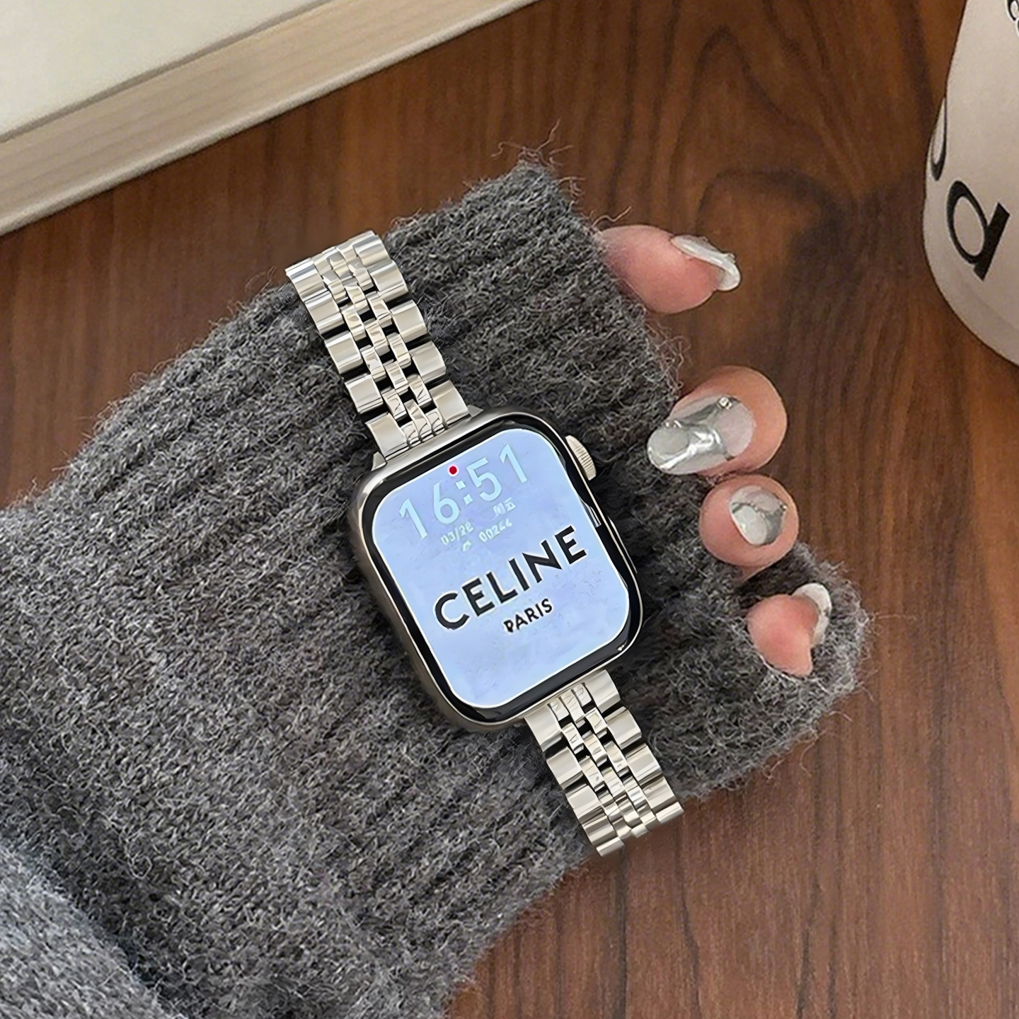 适用applewatchS10苹果手表S7夏季时尚表带iwatchS9新款不锈钢表链s8/S7高级se气质小众SE创意女款Ultra2金属
