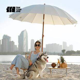 户外沙滩伞网红露营钓鱼伞遮阳防雨摆摊伞旋转摇头庭院花园太阳伞