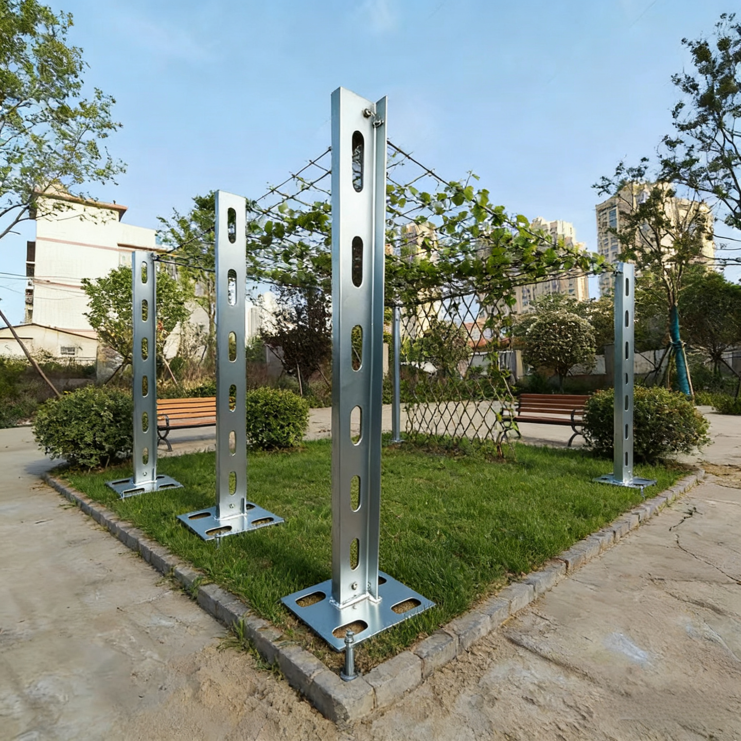 植物攀爬网架槽钢立柱带底座绿植支撑架固定立柱花房户外防锈立杆,金属材料及制品,槽钢,淘宝优惠券,粉丝福利购,淘宝优惠卷