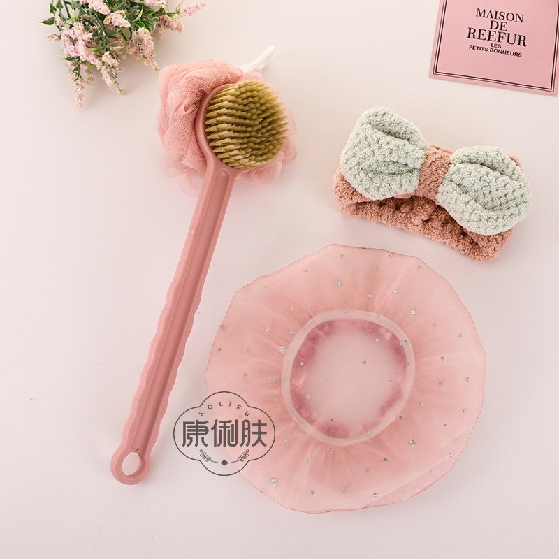 浴花洗澡刷沐浴仿猪鬃毛刷 长柄搓背搓澡器二合一软毛洗浴刷子