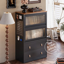 中古风金属收纳储物柜落地靠墙书柜置物柜斗柜客厅复古边柜展示柜