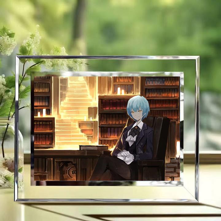 废墟图书馆周边水晶玻璃相框摆台定制闺蜜朋友同学生日礼物送女生