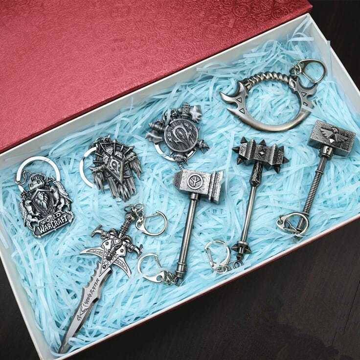 游戏魔兽周边合金钥匙扣部落联盟标志武器模型挂件饰品礼物盒装