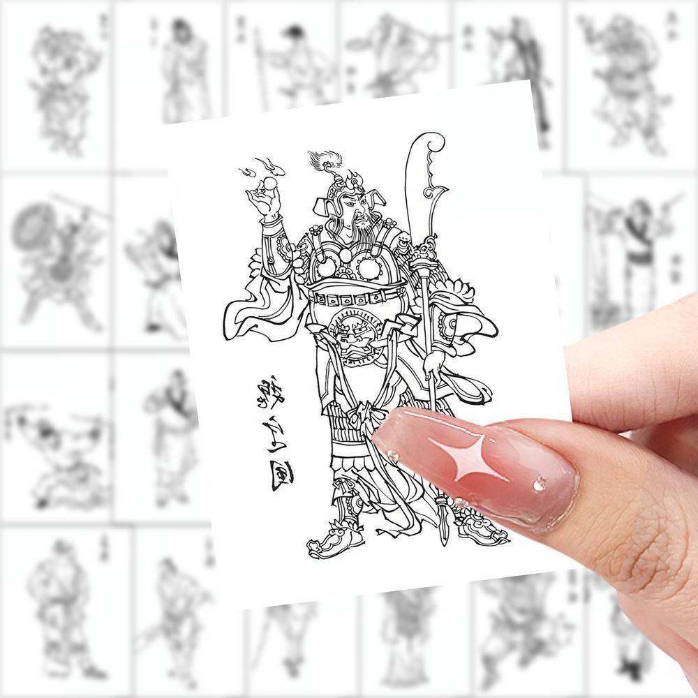 新款水浒传英雄绣像手绘贴纸108将简约创意人物手账装饰高清贴画