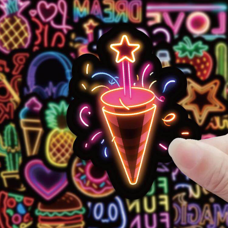 110张装饰DIY贴画原宿ins风霓虹灯贴纸炫酷风格电脑平板涂鸦