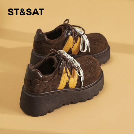 星期六德训鞋女2025冬季新款女鞋女款爆款鞋子厚底加绒大头鞋板鞋