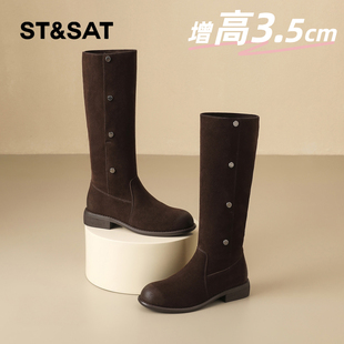 女靴长筒靴子长靴高筒西部牛仔靴 女款 星期六骑士靴女2025冬季 新款