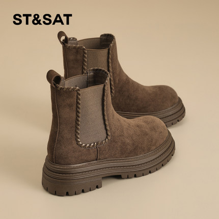 星期六马丁靴女2025冬季新款女靴女款加绒靴子短靴切尔西靴烟筒靴