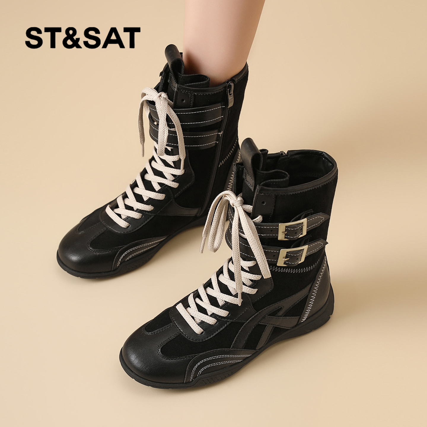 星期六时尚气质百搭超火增高真皮