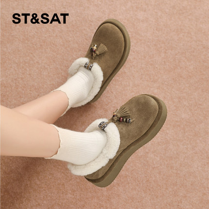 星期六勃肯鞋女冬2025冬季新款女鞋女款东北鞋子加绒加厚保暖棉鞋