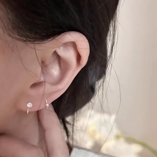 合金锆石耳饰 小众设计感耳环女养耳洞睡觉免摘耳钉迷你小巧时尚
