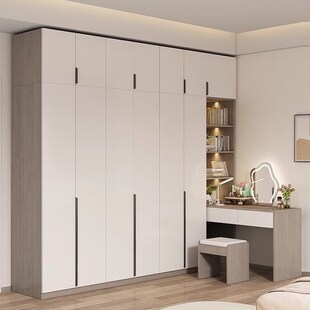 定制衣柜书桌一体组合ENF级多层实木板转角梳妆台家用卧室大橱柜