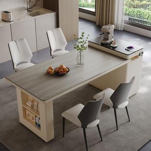 轻奢家用小户型餐桌椅组合餐桌茶桌一体饭桌子 岛台餐桌可伸缩意式