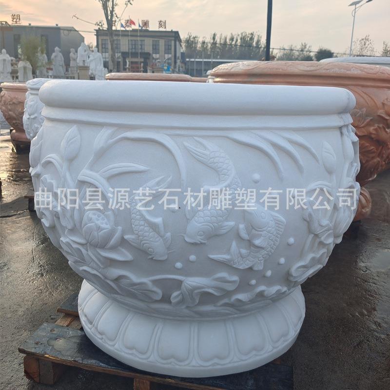 石雕荷花x081鱼缸院青石门海槽花岗水池造景石缸别墅岩庭老石摆件
