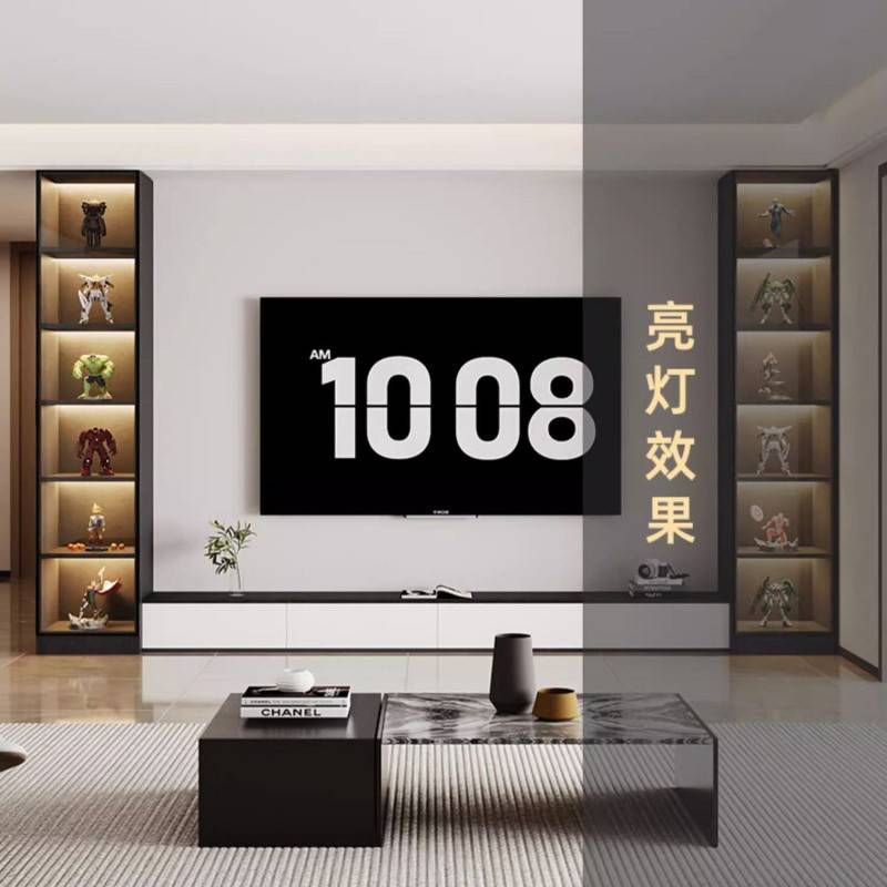 Yla现做实木电视柜侧边柜酒柜立柜玻璃门客厅储物展示书柜窄柜手