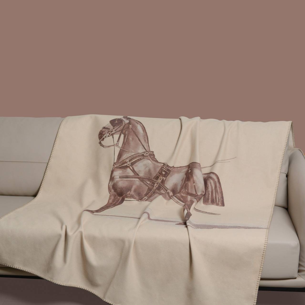 美式奢华高端品质羊毛呢锁边抱枕靠垫沙发毯盖毯印花系列卧室搭毯