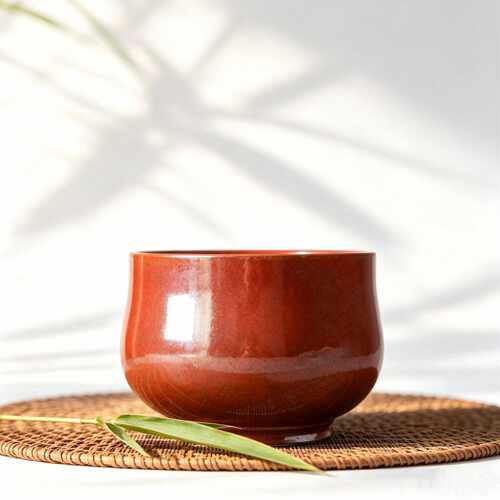 晴先生陶瓷建水铁锈红茶洗小号布袋型复古水洗笔洗茶道零配