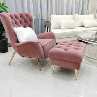 轻奢单人老虎椅家用客厅网红休闲沙发椅整装 美式 现代简约布艺沙发