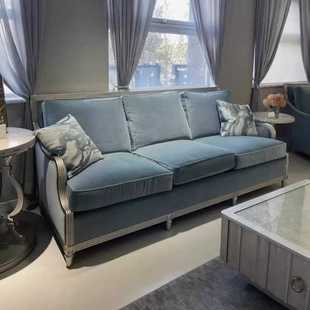 轻奢莫里印象家用三人布艺沙发实木简约整装 美式 别墅客厅沙发组合