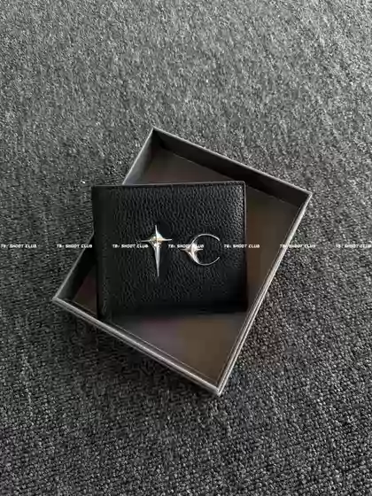 【In-Stock Real Photos】Thug Club Logo Leather Multi-Card Slot Lychee Leather Wallet Niche Design Card Holder Trendy