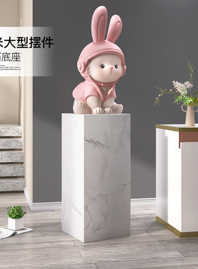 轻奢兔子大型落地摆件客厅家居饰品大理石样板间展厅开业乔迁礼品
