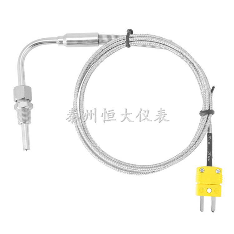 K型开口弯头式带公插头开口弯头热电偶温度传感器带黄色公插头