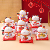 招财猫小摆件自动招手陶瓷发财猫装 饰 电池朋友送礼物办公桌家居装