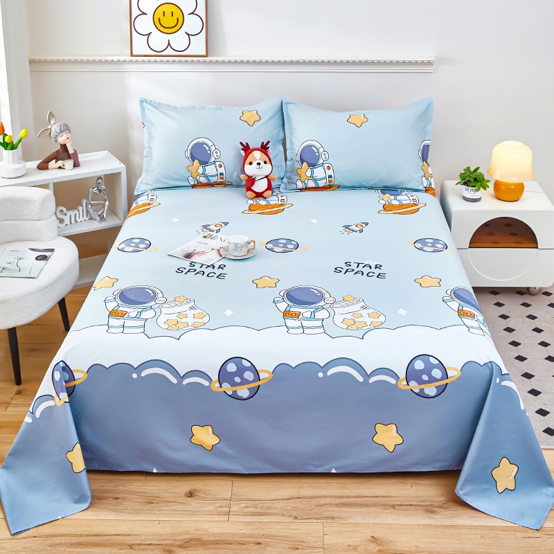 床单单件100全棉儿童卡通被单枕套2件套加厚褥单垫单男孩宿舍