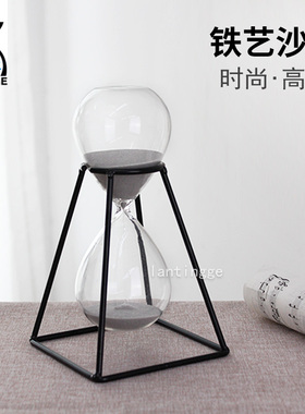 创意金属铁架30分钟铁艺沙漏生日礼物办公室摆件酒柜婚庆家居饰品