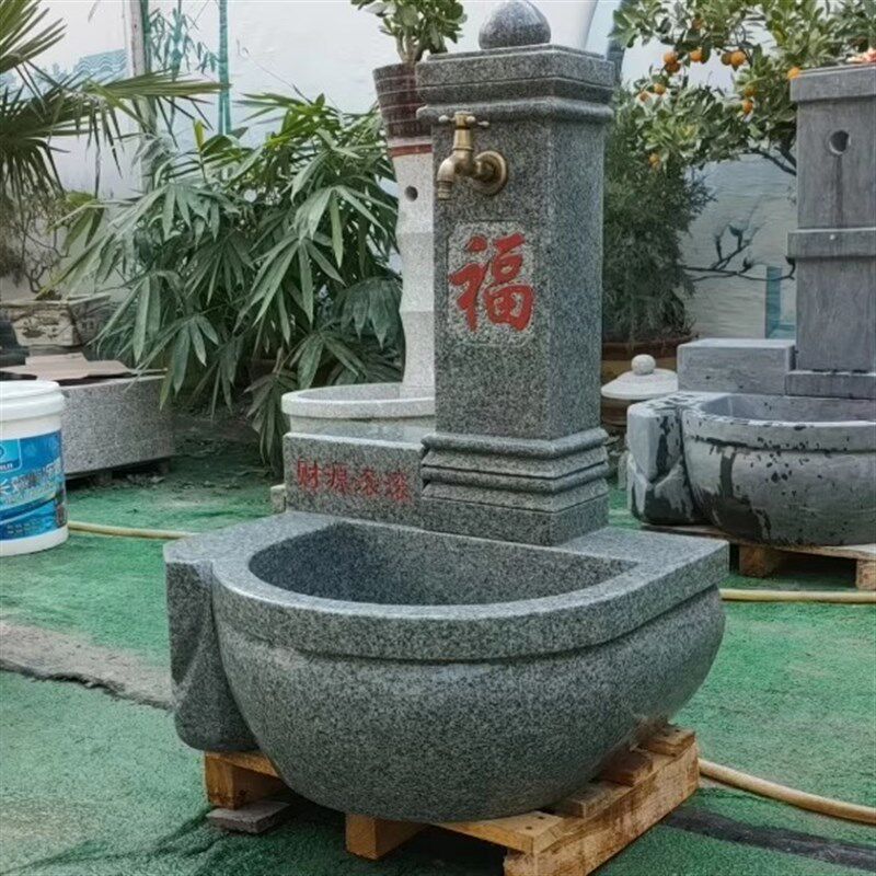 石头洗手盆花园水池庭院水槽院子墩布池大理石拖把池一体水槽室外