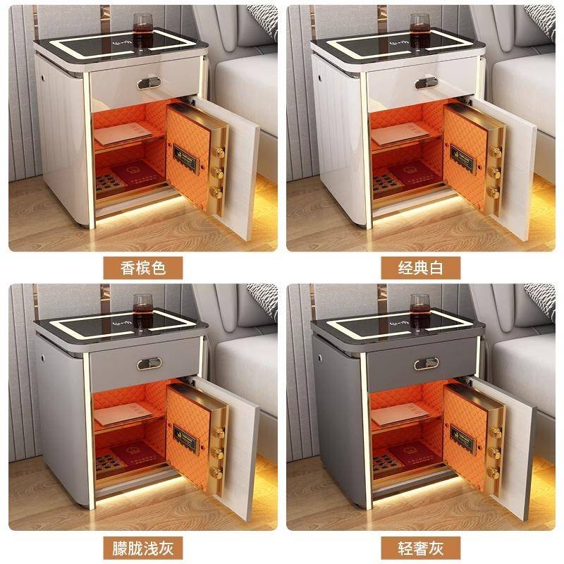 智能床柜保QLW险箱一体#简约现代四头纳斗柜家用卧室收柜多功能储