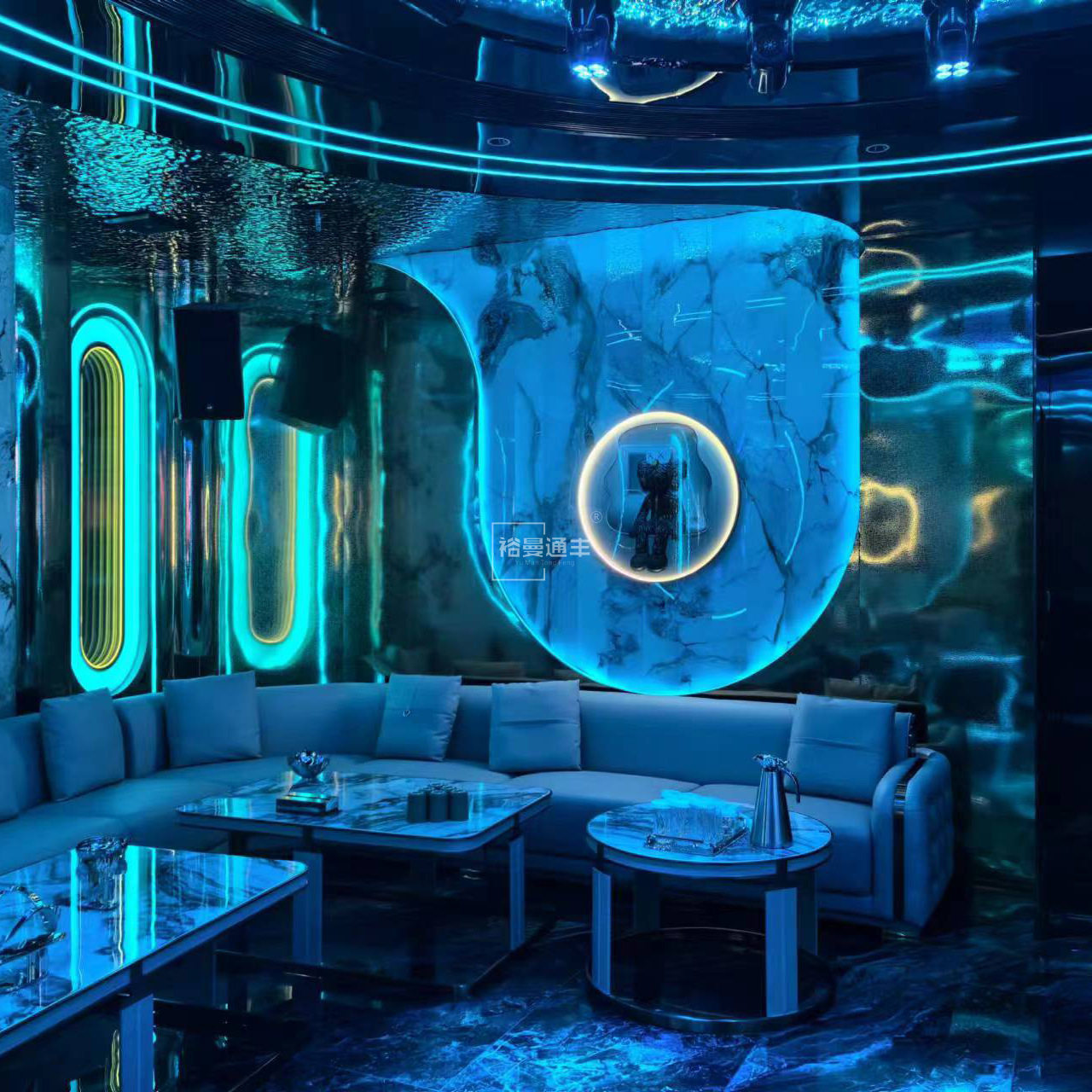 夜场酒吧KTV包厢装修设计圆形隔断背景墙发光不锈钢网红玻璃屏风,家装灯饰光源,酒店/宴会厅/餐饮吊灯,淘宝优惠券,粉丝福利购,淘宝优惠卷