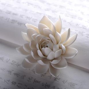 线香香炉家用室内供奉点香台插香座香托陶瓷莲花摆件 纯手工立式