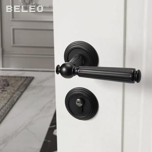 法式门锁卧室轻奢室内磁吸静音房门锁家用通用型分体锁木门门把手