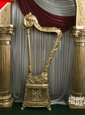 新款欧式婚庆道具玻璃钢罗马路引竖琴婚庆用品布置装饰迎宾区摆件