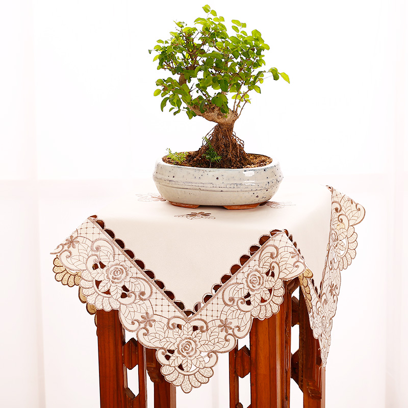 花架多用巾茶具小家电遮盖布欧式蕾丝镂防尘布台布床头柜防尘罩