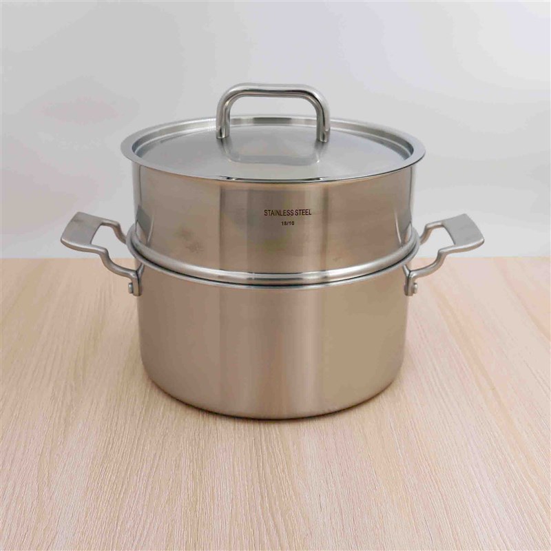 高端货 18/10不锈钢汤锅24cm28cm炖锅焖蒸粥锅面锅一体成型复合钢