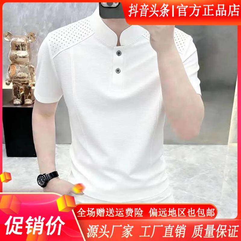 北嘉服饰匠心臻选夏季新款立领短袖T恤男士潮流帅气半袖体恤轻奢