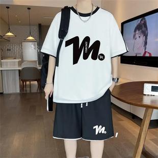夏季 短袖 缘起严选青少年睡衣男款 冰丝大V码 家居服套 短裤 夏天薄款