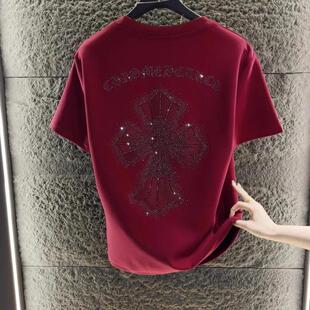 杰斯轻奢短袖男t恤冬季高级感秋冬重工圆领潮流修身T恤短袖烫