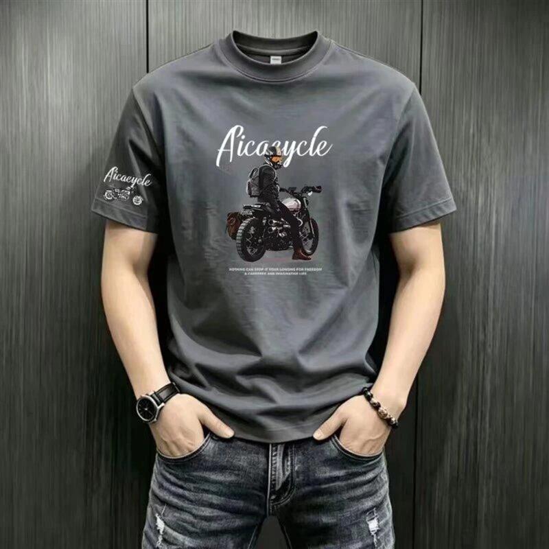 隐泉水榭y2夏季爆款印花重磅短袖T恤男士圆领时尚韩版半袖上衣