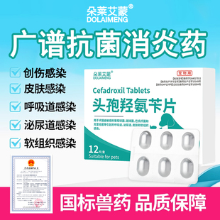 头孢羟氨苄片狗狗猫咪消炎药脓皮症伤口消炎感冒药尿路感染尿血