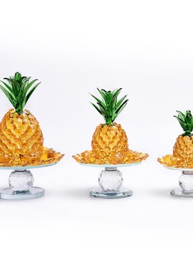 水晶菠萝果盘客厅摆件创意现代A酒柜电视柜装饰仿真凤梨工艺品供