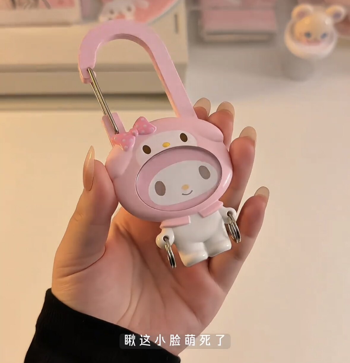 创意新品可爱美乐蒂卡通风琴挂件粉色登山扣钥匙扣背包装饰配件