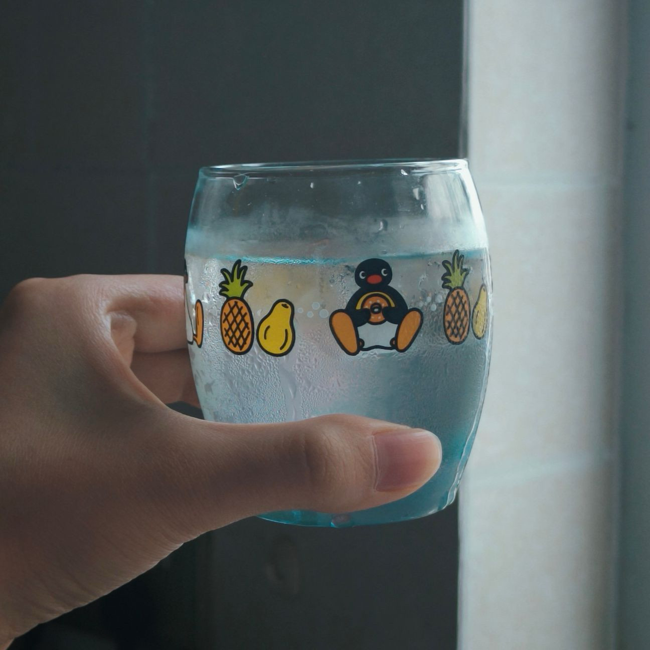 卡通水杯大容量大肚杯新款夏季2026小企鹅可爱水果甜甜圈玻璃杯