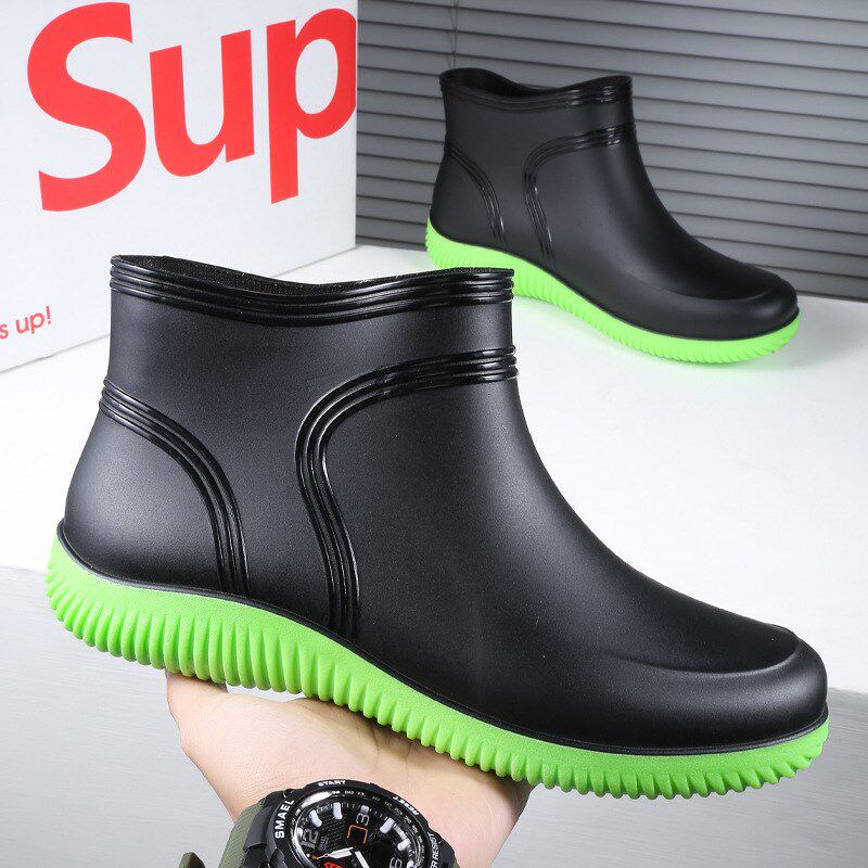 低帮雨鞋男款短筒夏天防滑防水厨师工作水靴加绒工地耐磨胶鞋轻便