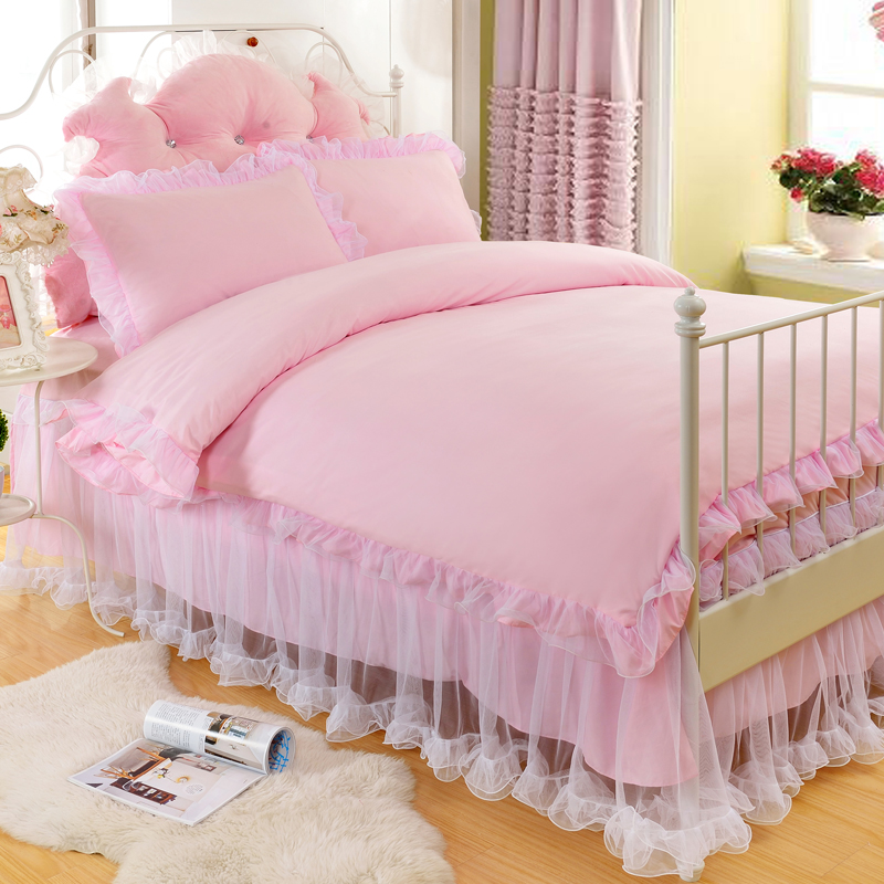 韩式蕾丝公主f风被套单件1.5m1.8米 200x230纯色学生简约双人床品