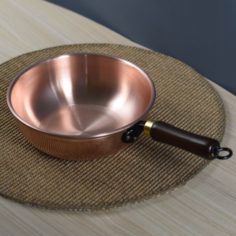 紫铜炒锅燃气铜涮锅加厚纯手工火锅小号H雪平铜煮炖锅奶锅铜厨灶