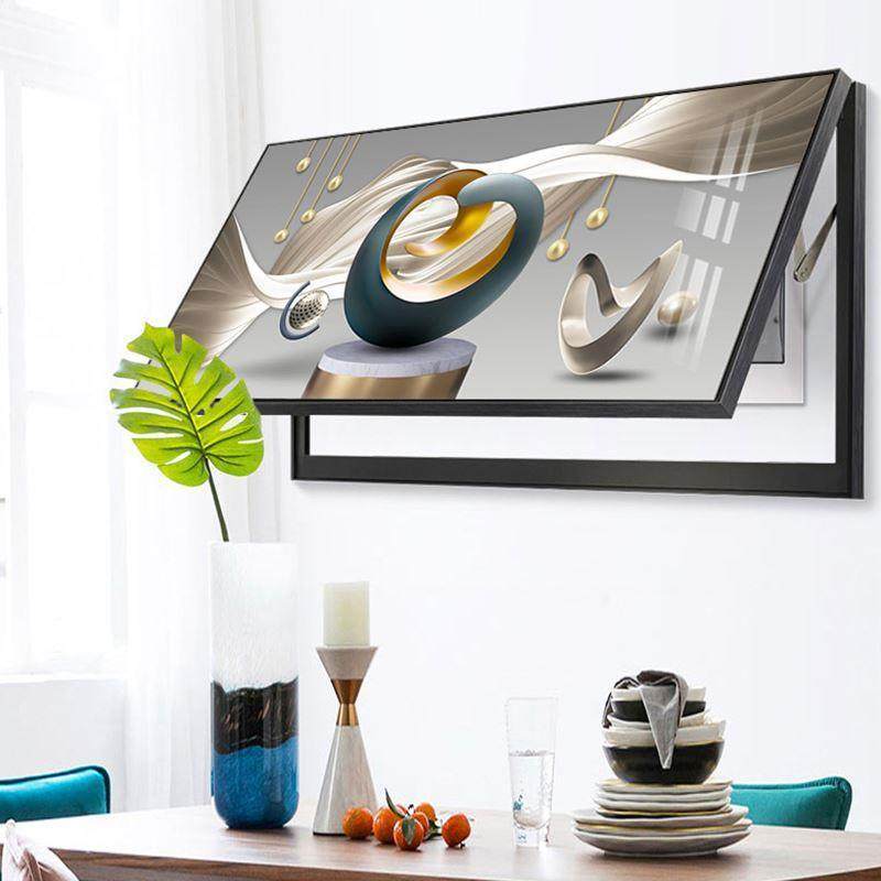 现代轻奢电LQV画表箱装饰大尺遮寸配箱挡挂画简约抽象电强弱电箱