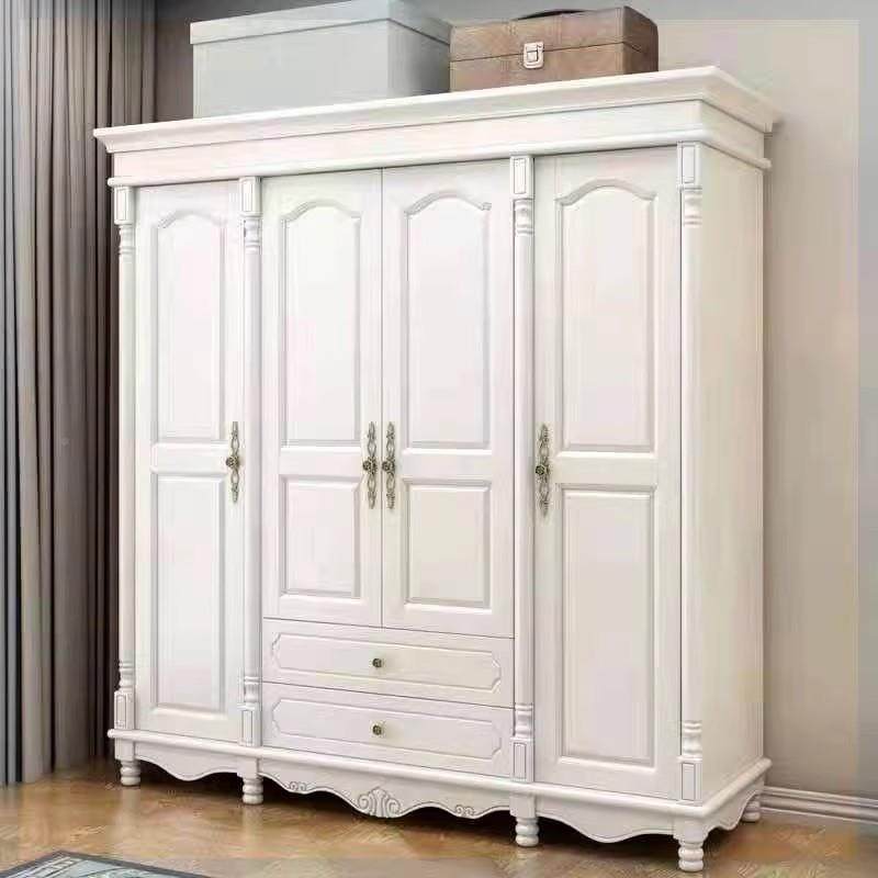 美式实木衣柜家用四门柜对开HDC门主五门复衣古大卧衣全实木加顶